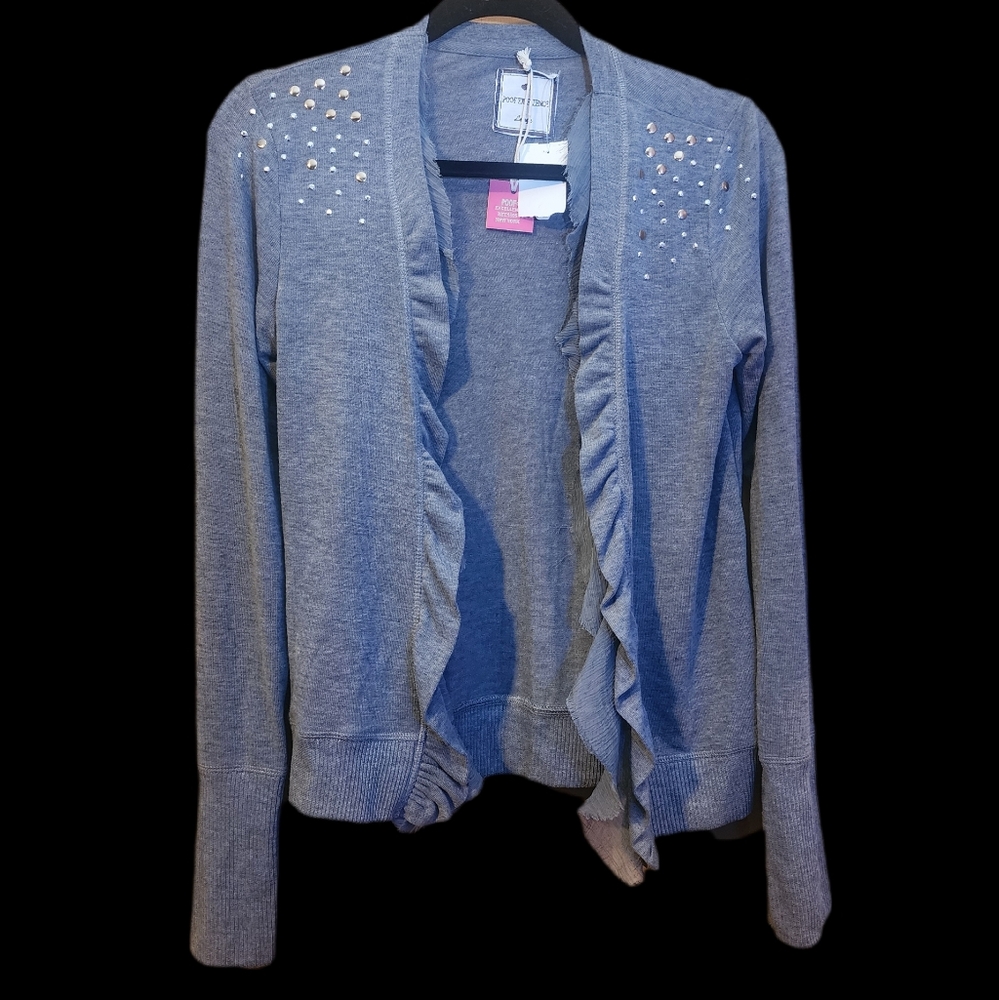 Poof Excellence Gray Ruffled Women's Sweater